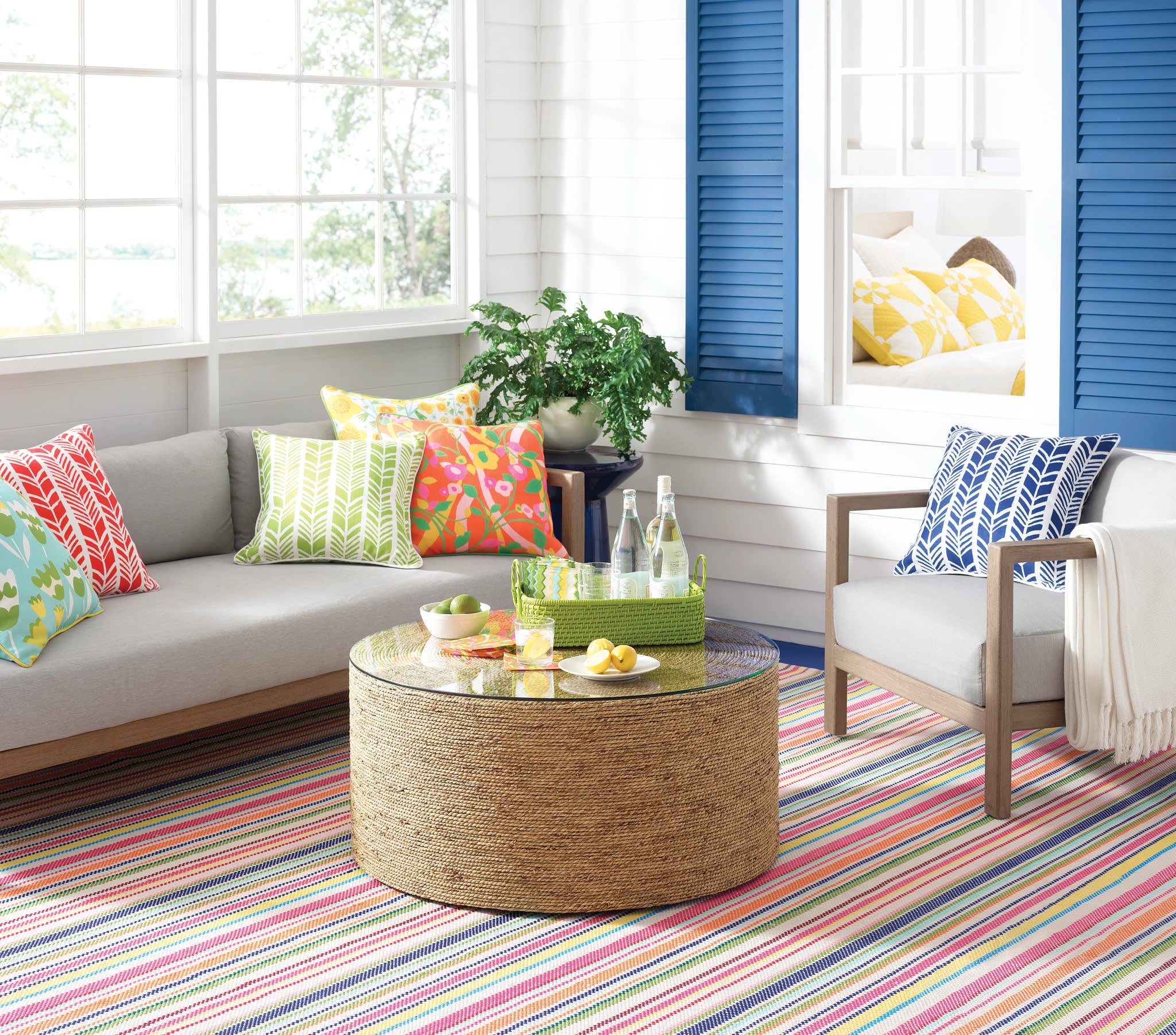 け*う様 solol ND ver. Type2 - RETRO STRIPE Summer Stripe Handwoven Indoor/Outdoor Rug | Multi – Annie Selke