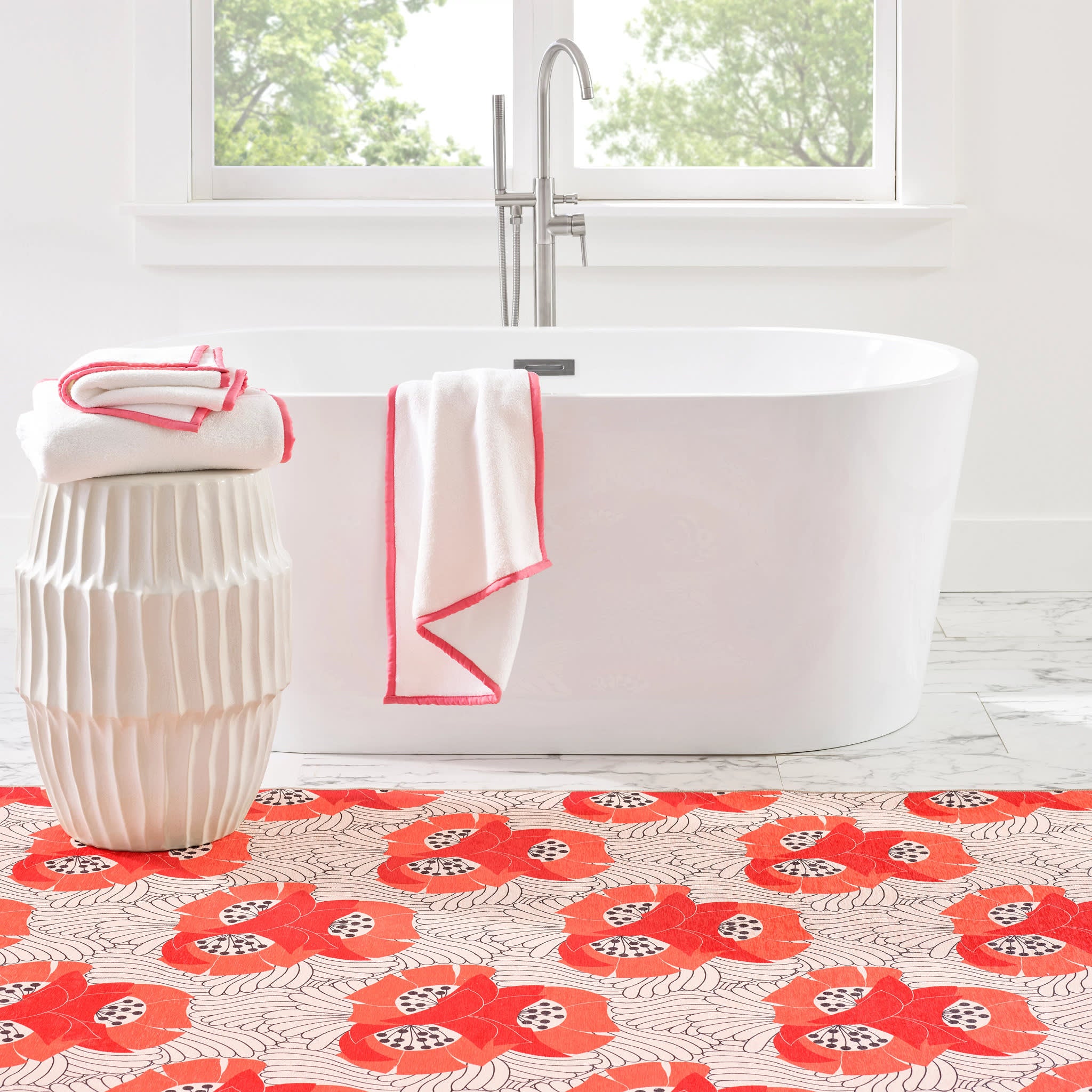 Japanese Poppy Machine Washable Rug | Multi – Annie Selke