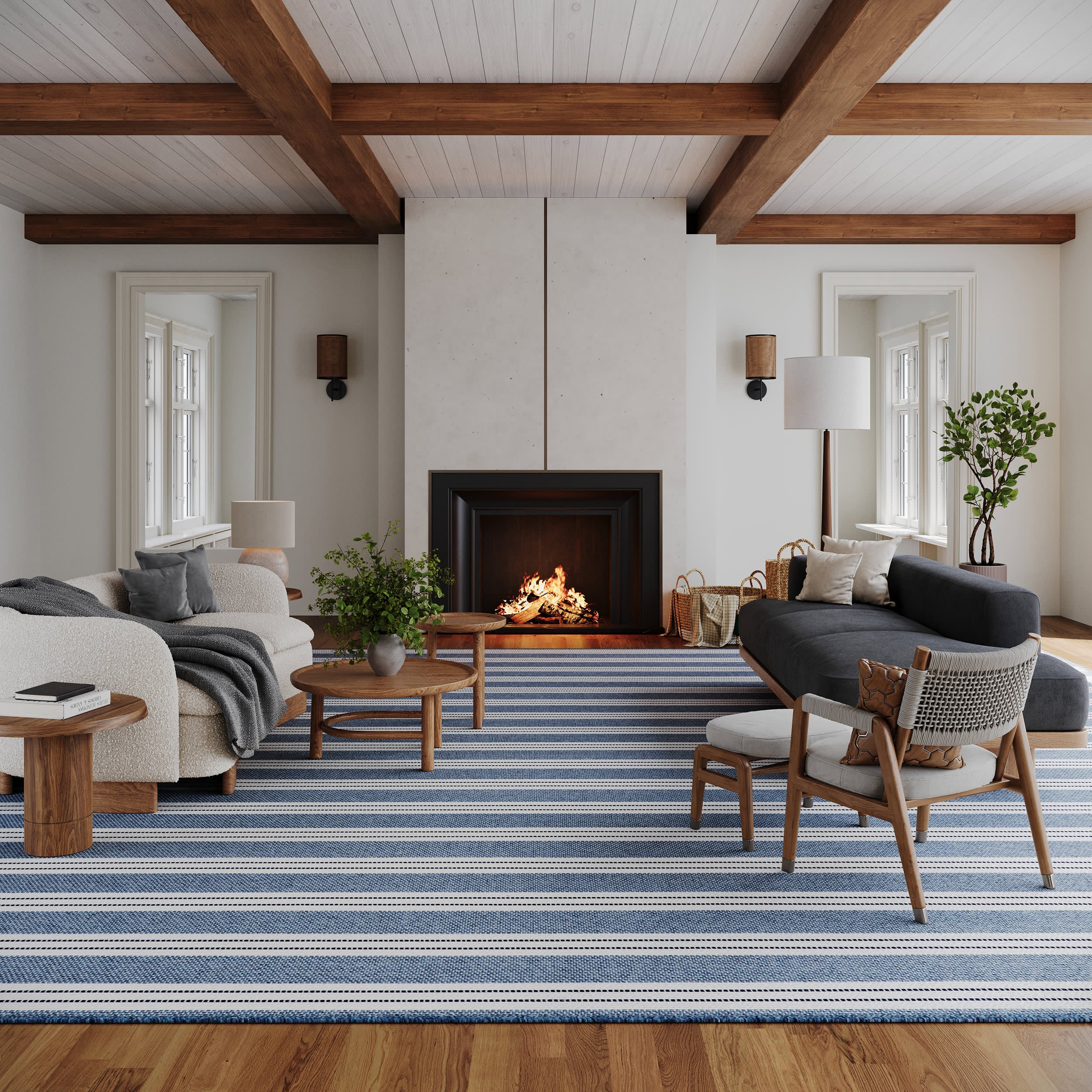 Meredith Wide Striped Indoor/Outdoor Custom Rug | Blue – Annie Selke