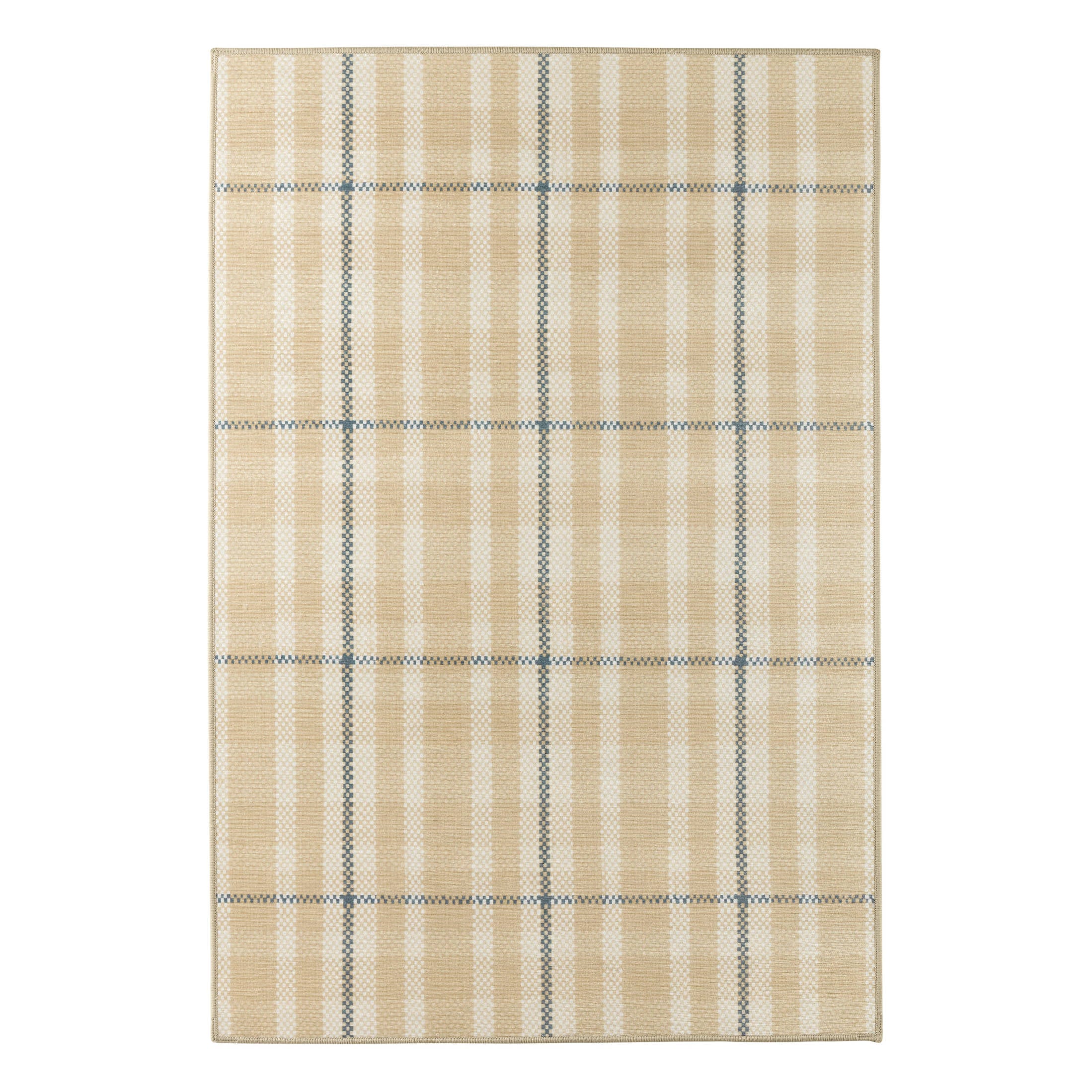 Hallie Plaid Machine Washable Rug | Khaki – Annie Selke