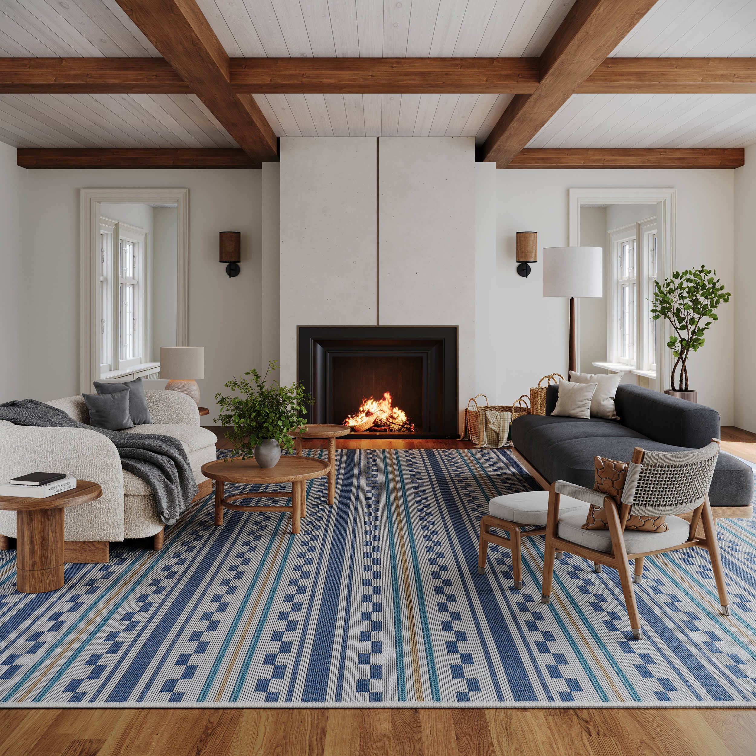 Caldera Modern Checkered Indoor/Outdoor Rug | Blue – Annie Selke