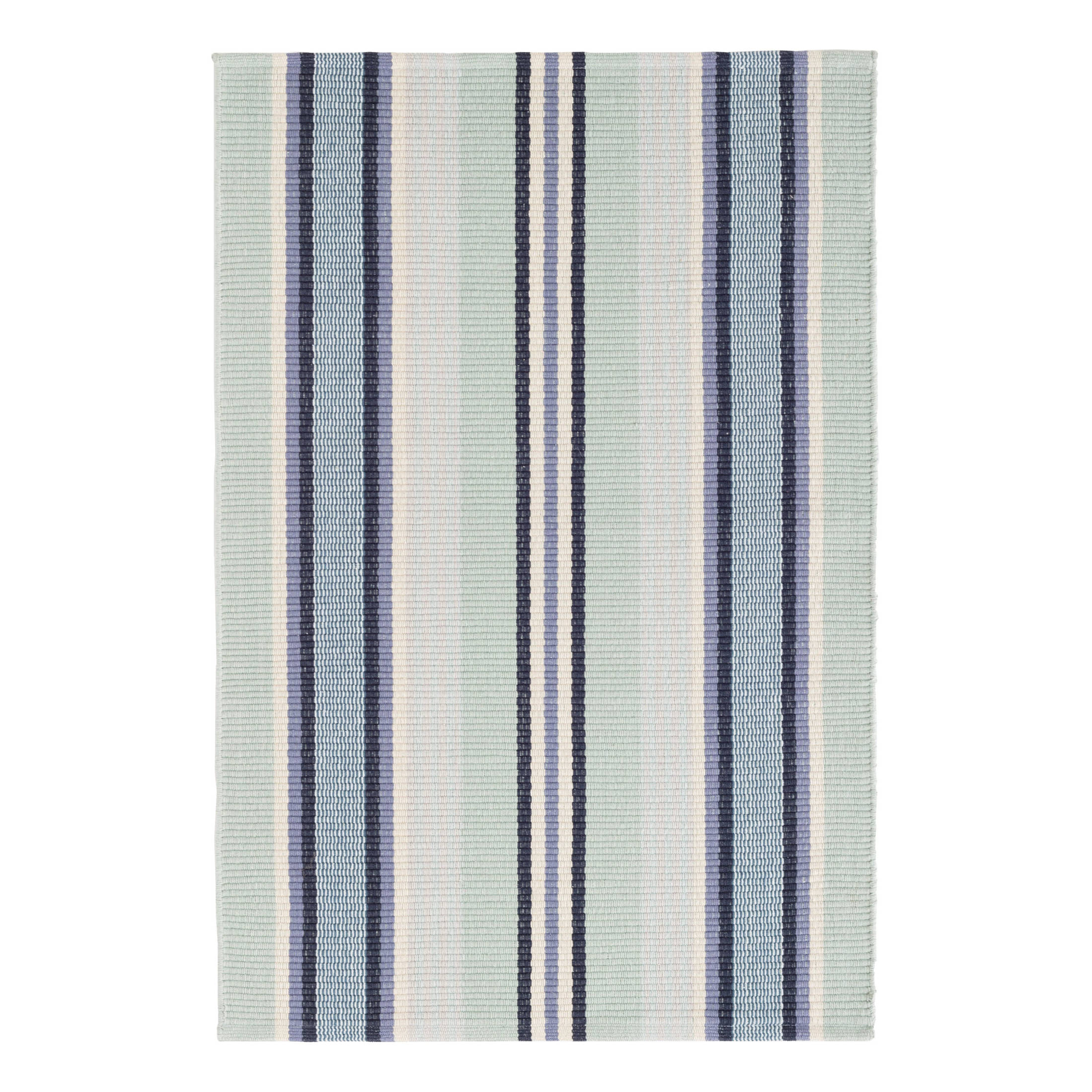 Barbados Stripe Handwoven Cotton Rug | Blue