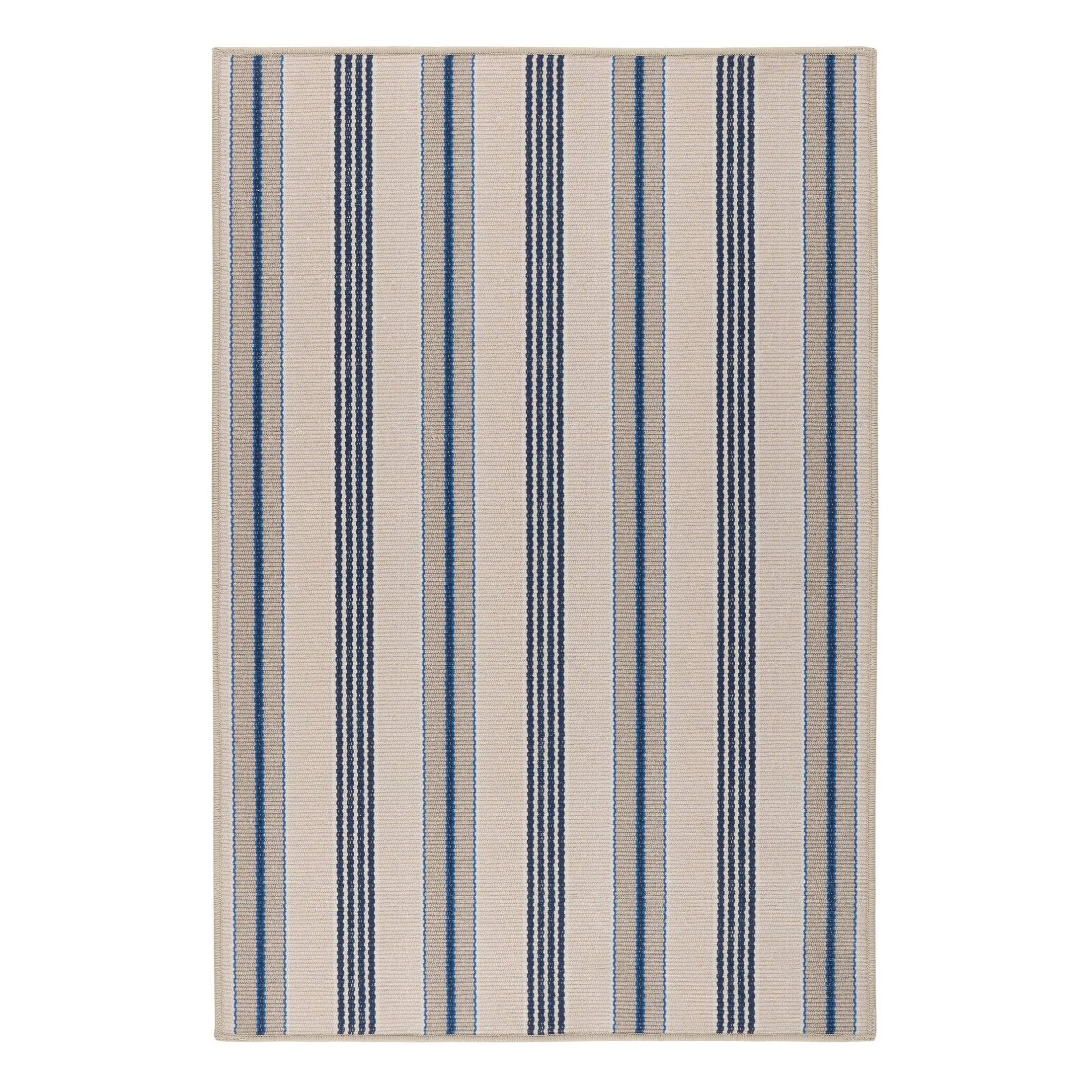 Nimes Ticking Machine Washable Rug | Neutral