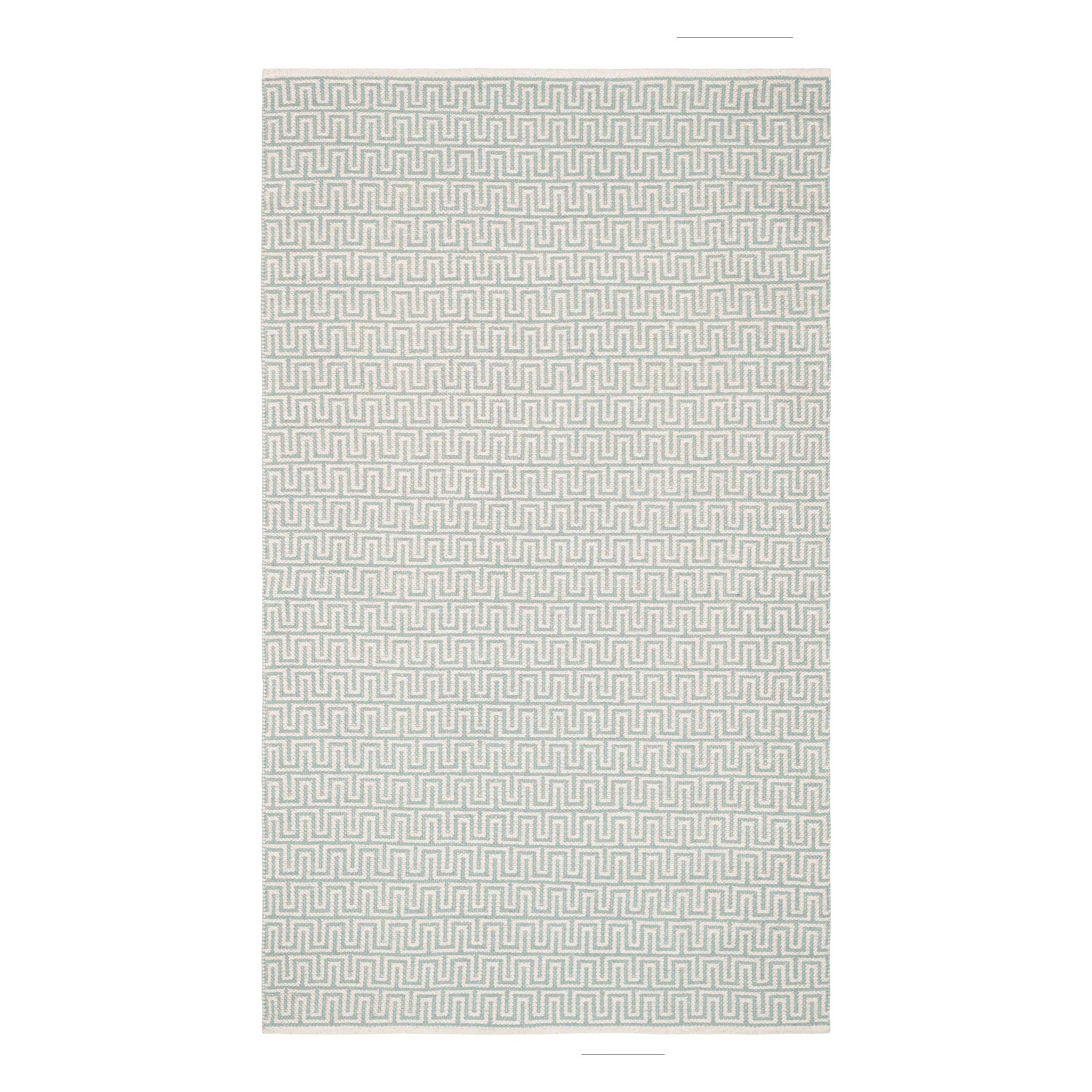 Zipper Handwoven Cotton Rug | Blue/Ivory