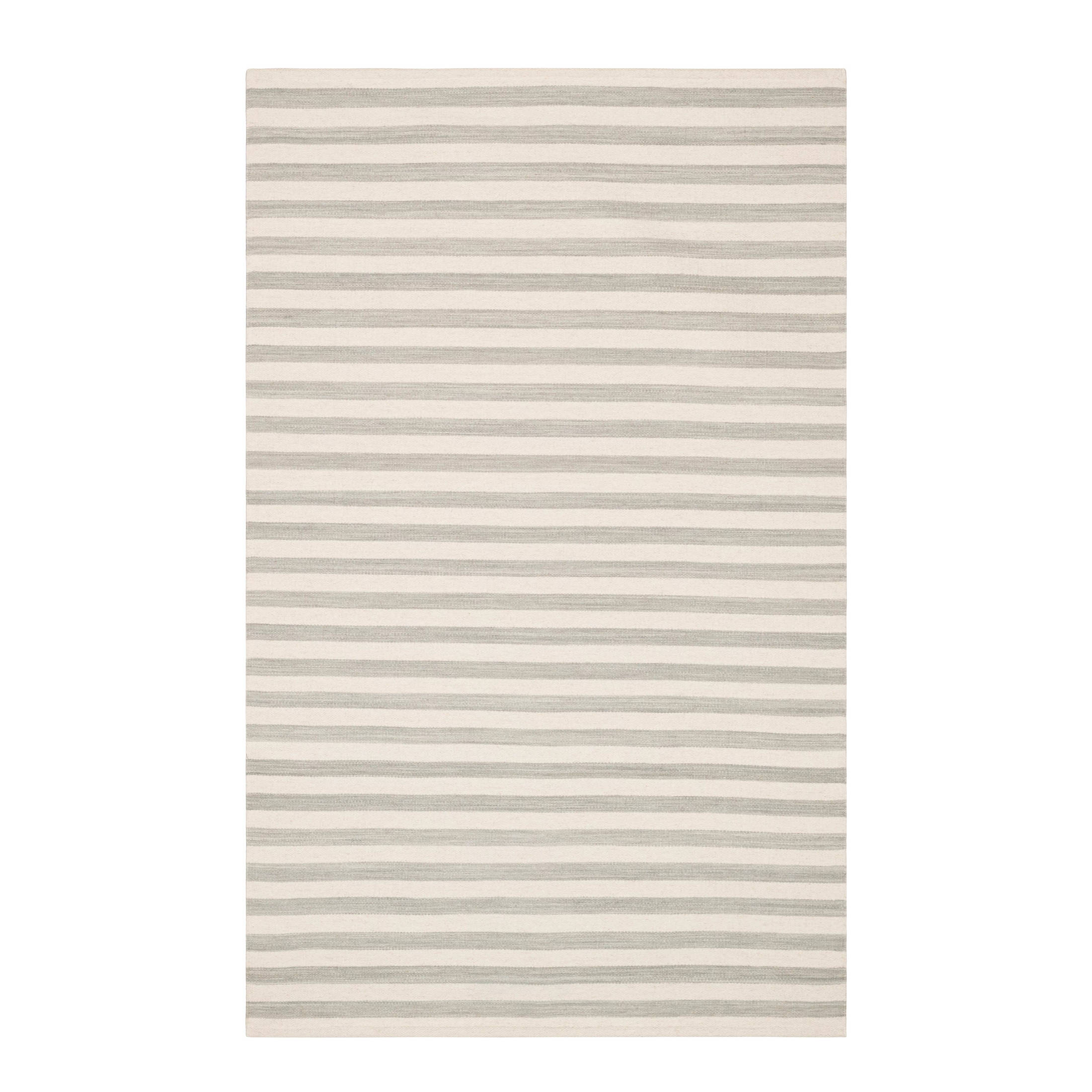 Ladder Stripe Handwoven Wool Rug | Grey/Ivory