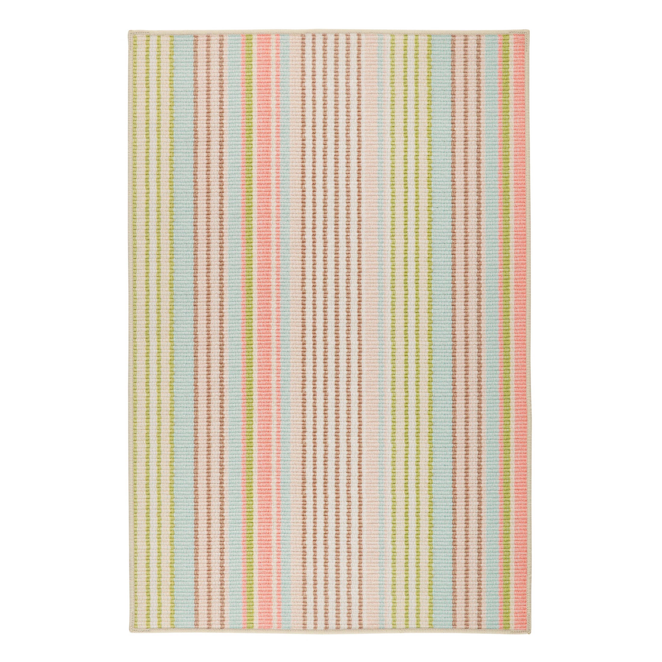 Ana Ticking Machine Washable Rug | Aqua