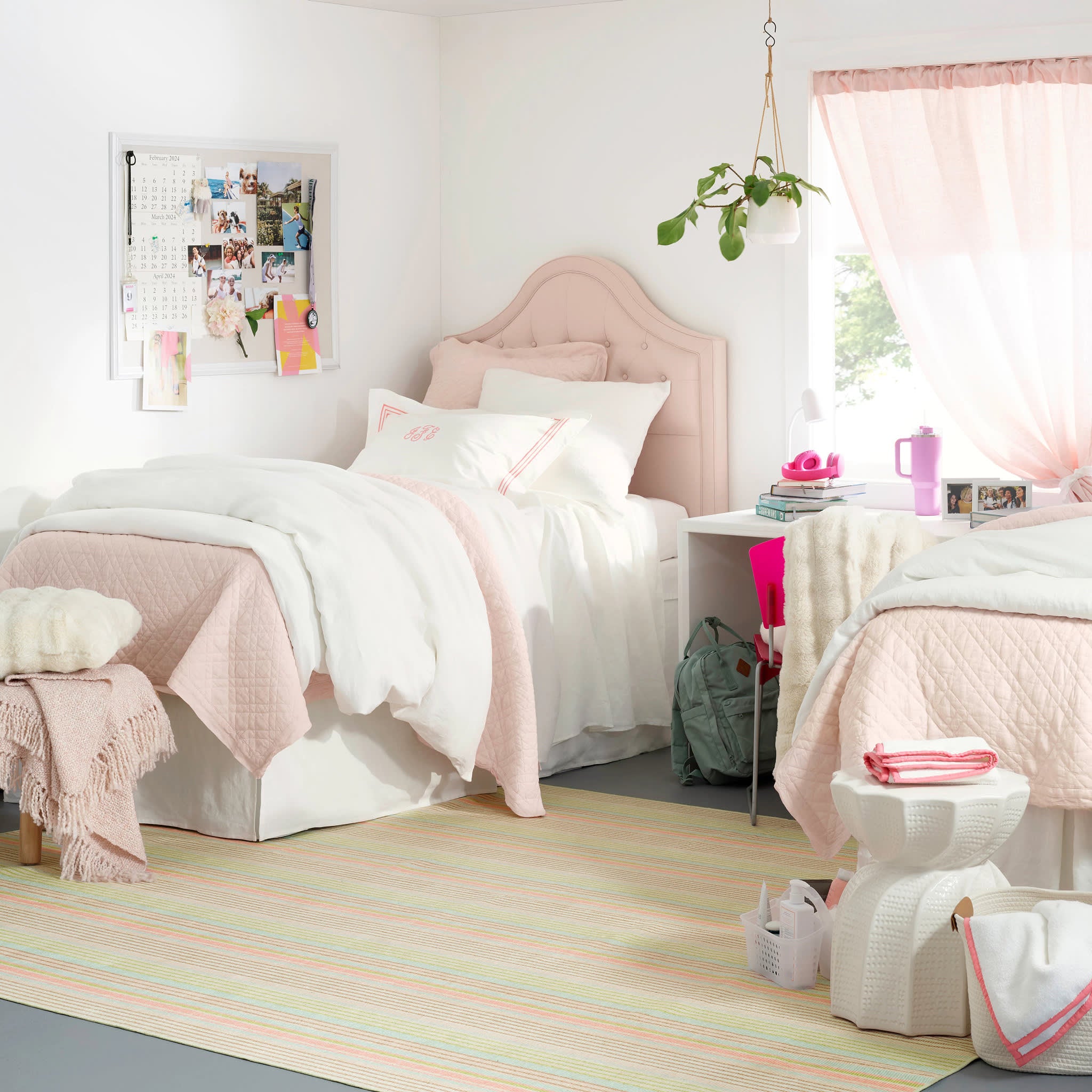Ana Ticking Machine Washable Rug | Aqua – Annie Selke