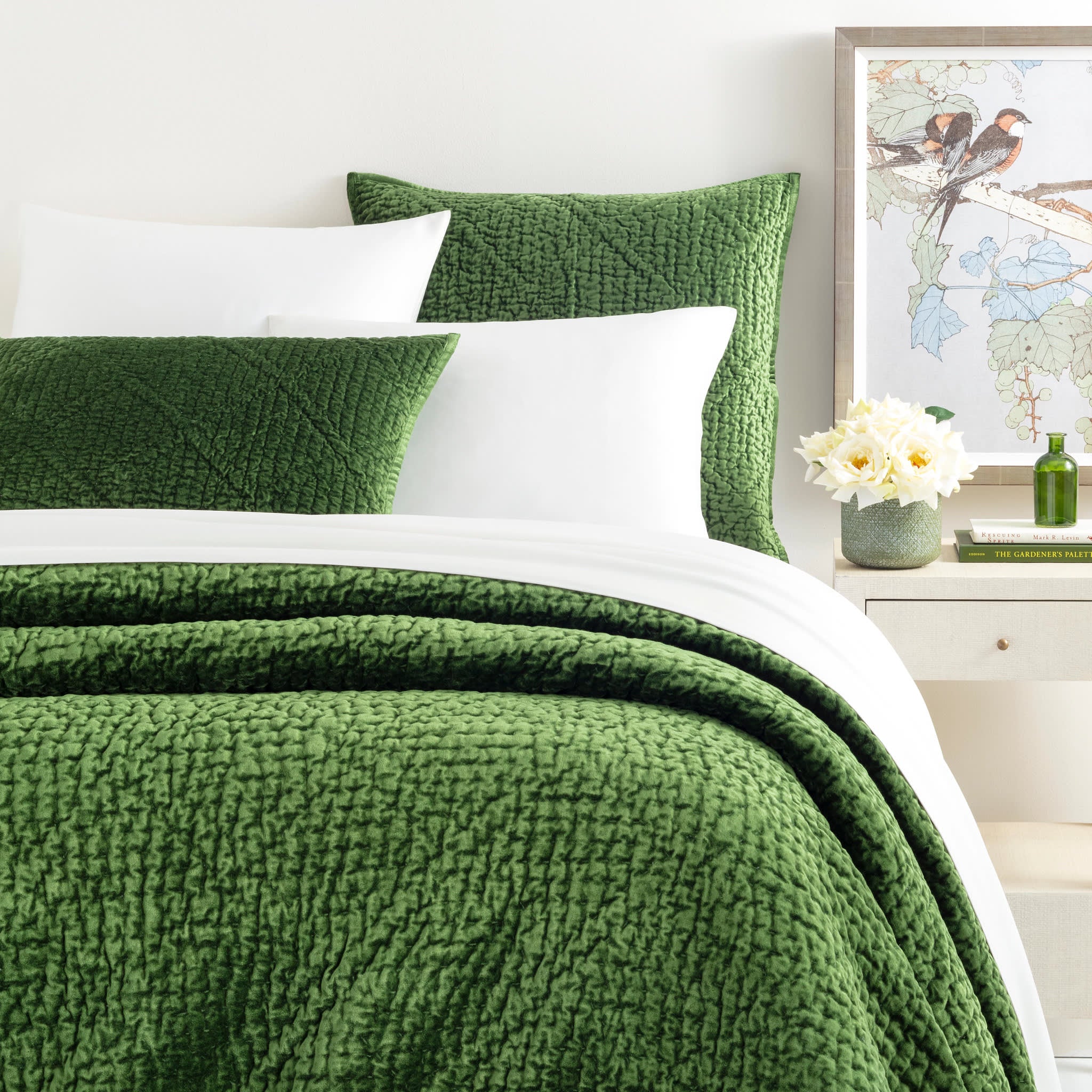 Parisienne Velvet Quilt | Evergreen – Annie Selke