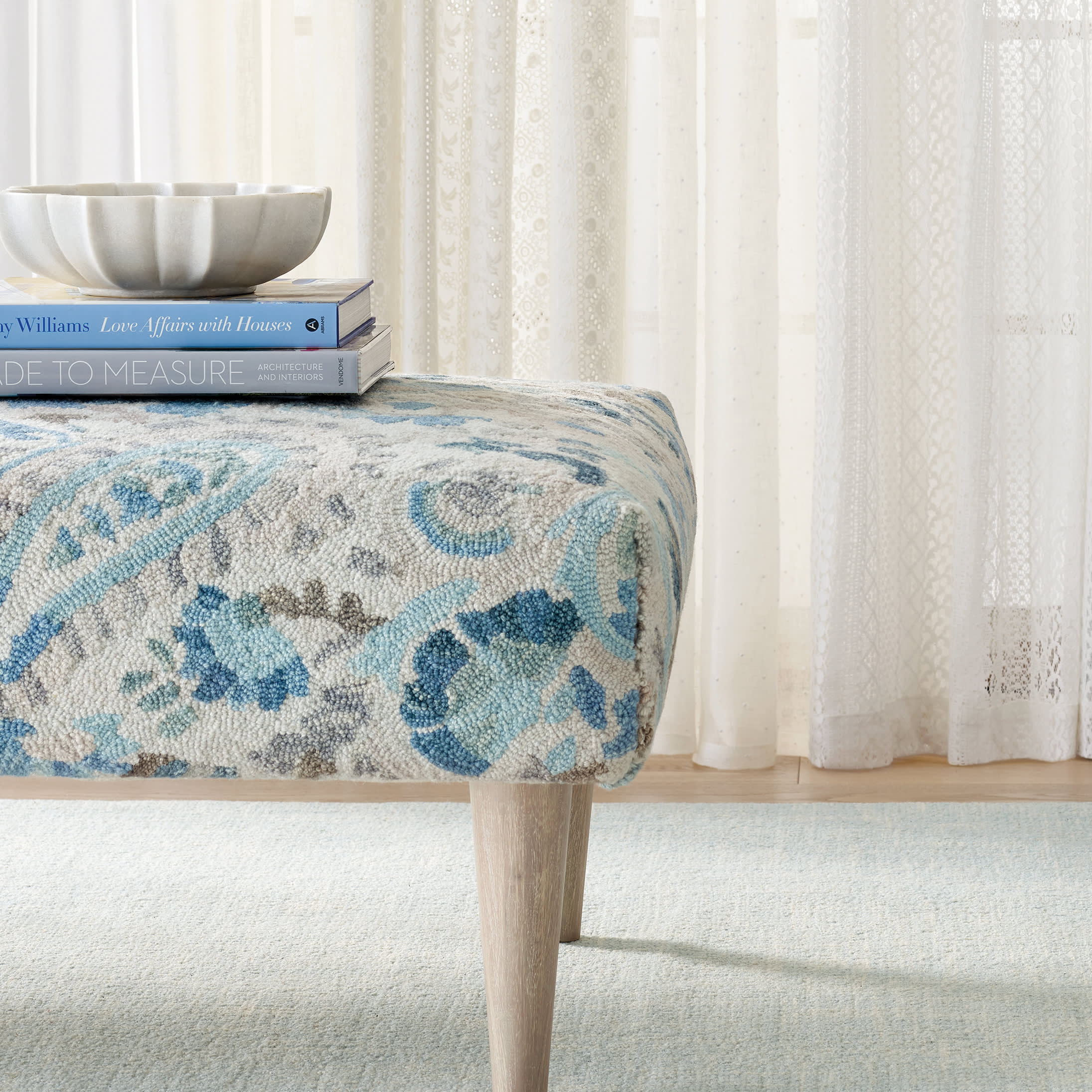 Crosshatch Hand Micro Hooked Wool Rug | Sky – Annie Selke