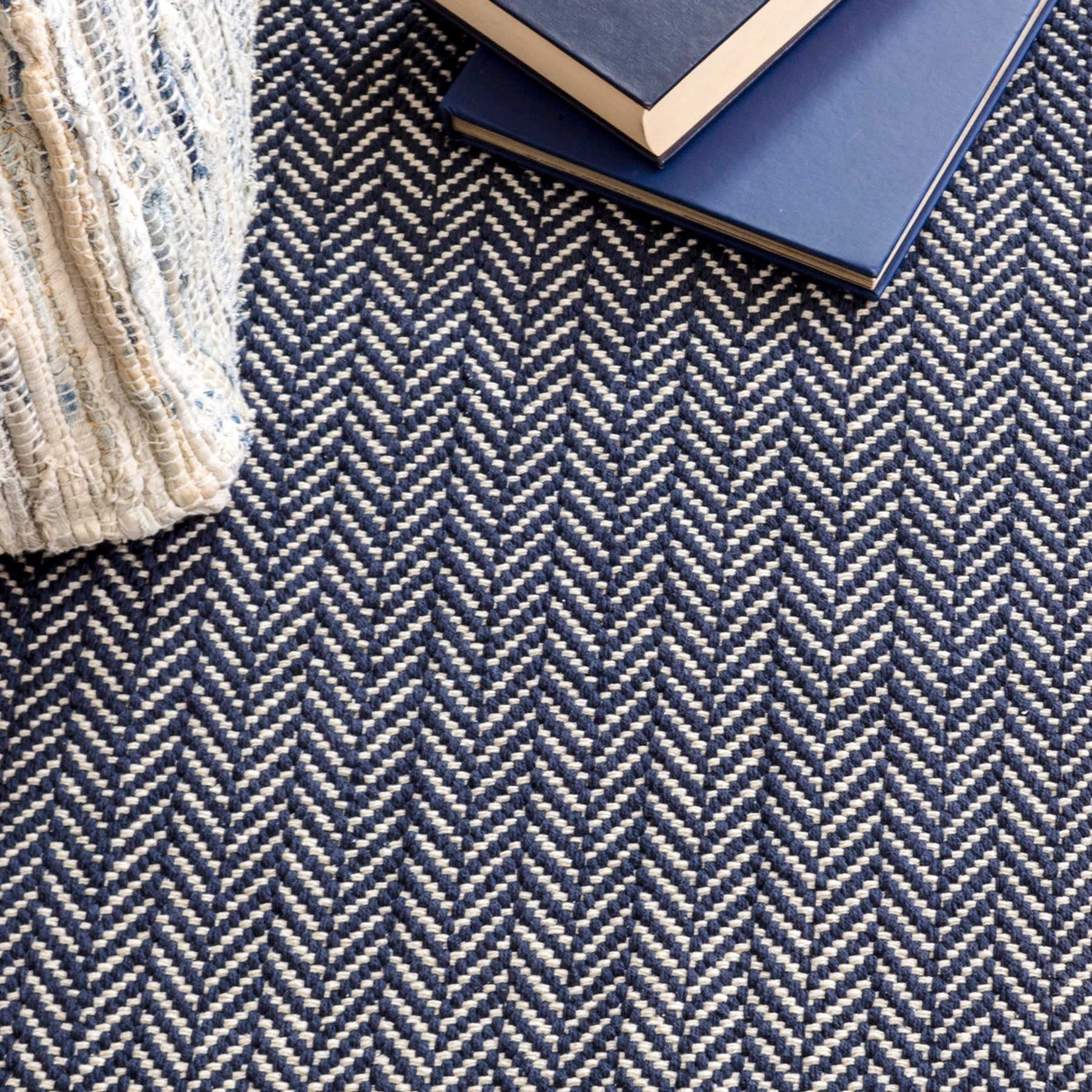 Herringbone Handwoven Cotton Rug | Indigo – Annie Selke