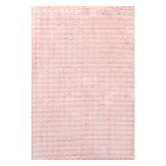 Ivana Checkered Plush Cloud Washable Rug | Blush
