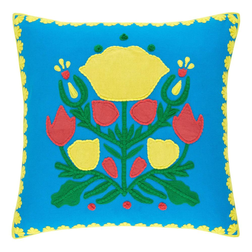 Kris Applique Decorative Pillow Cover | Blue
