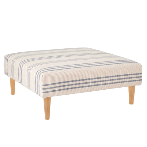 Swedish Stripe Rug Ottoman | Blue