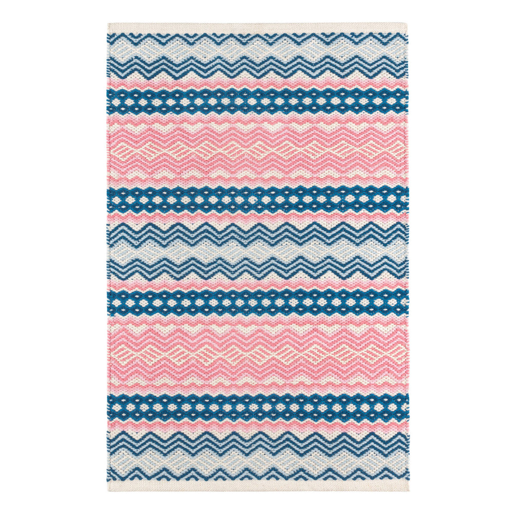 Zippie Stripe Handwoven Cotton Rug | Berry