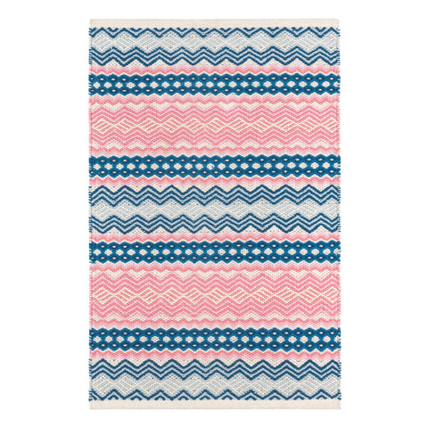 Zippie Stripe Handwoven Cotton Rug | Berry