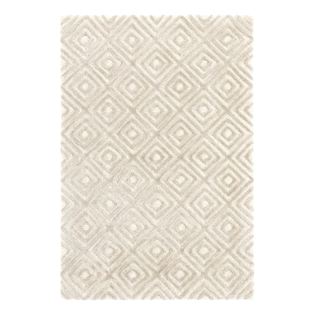 Cut Diamond Hand Tufted Wool/Viscose Rug | Silver