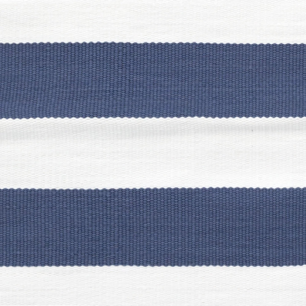Catamaran Stripe Handwoven Indoor/Outdoor Rug Swatch | Denim/White