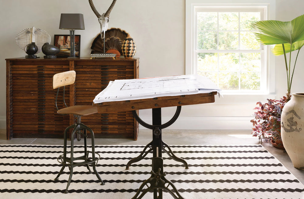 Senna Handwoven Wool Rug by Bunny Williams | Ivory/Black