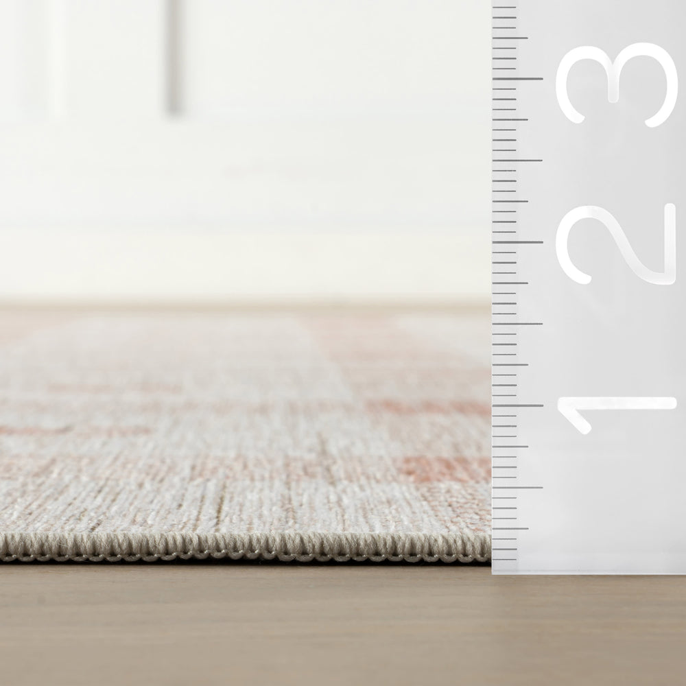 Gingham Machine Washable Rug | Blush