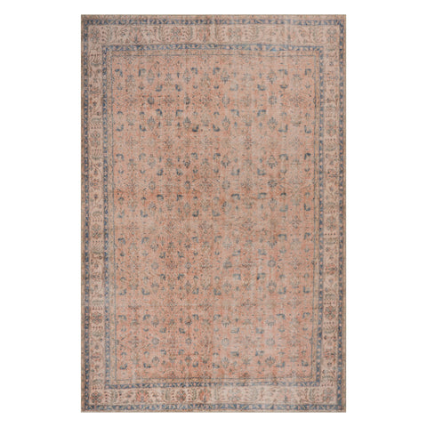 Karessa Traditional Bordered Washable Rug | Peach