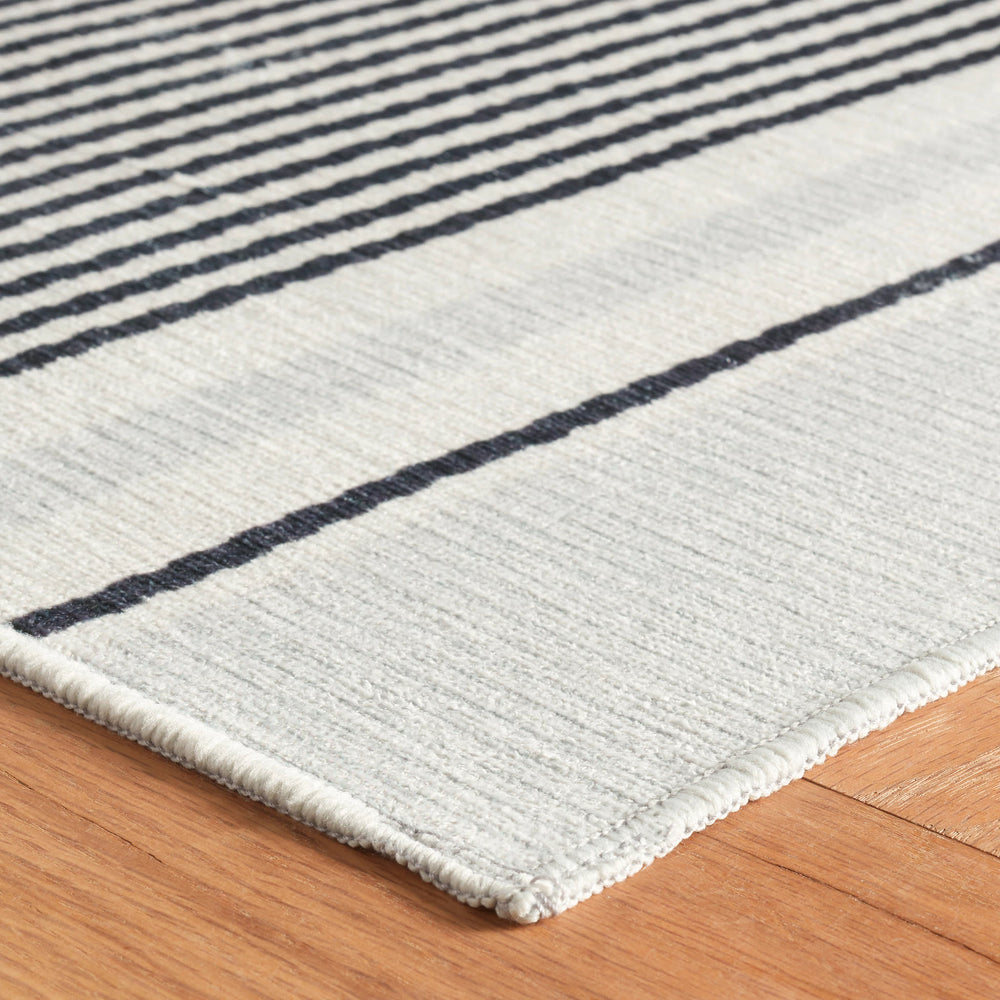 Gunner Stripe Machine Washable Rug | Grey