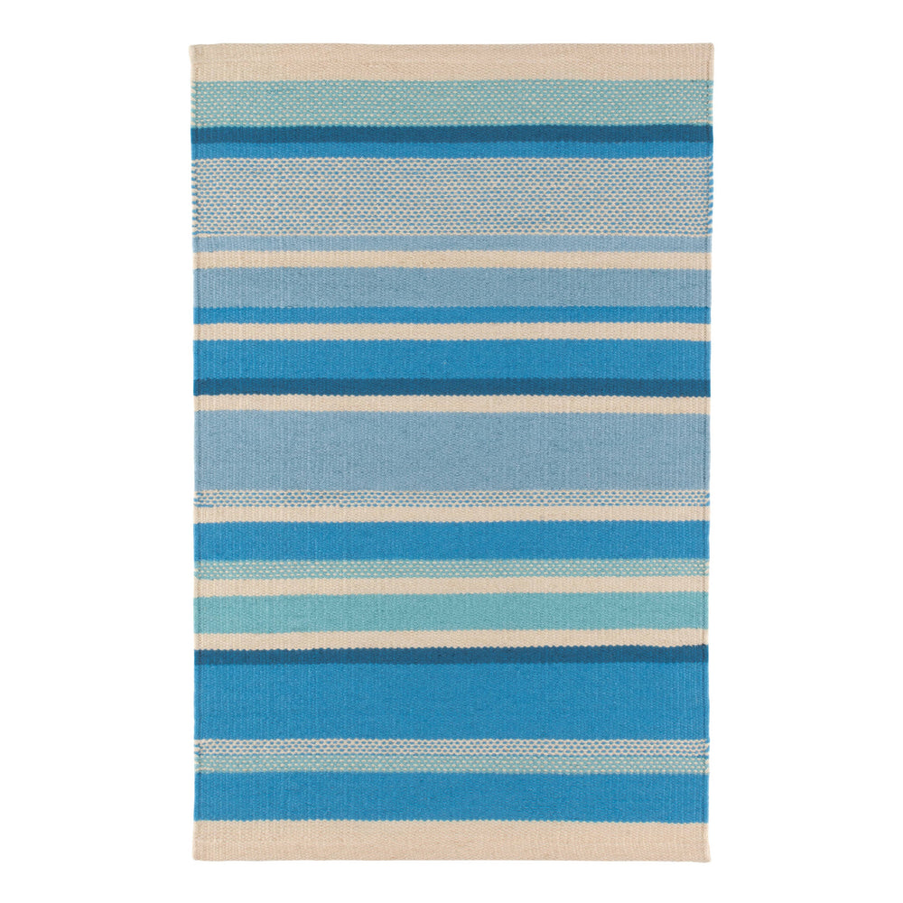Seed Stitch Stripe Handwoven Indoor/Outdoor Rug | Blue