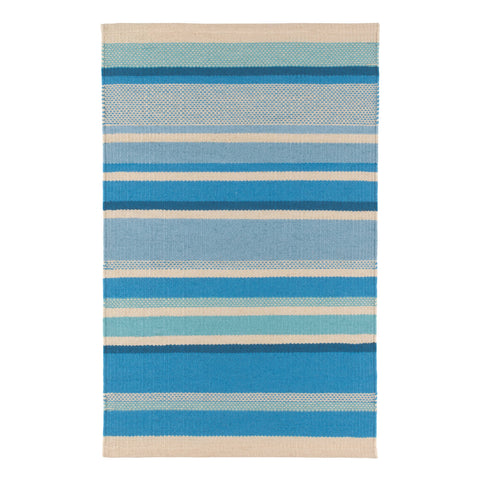 Seed Stitch Stripe Handwoven Indoor/Outdoor Rug | Blue