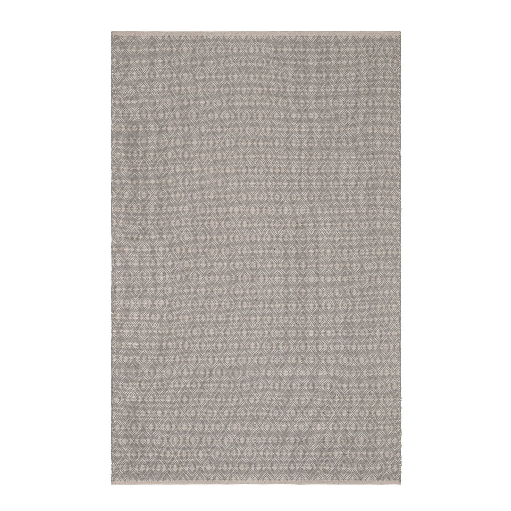 Optic Diamond Handwoven Cotton Rug | Grey/Ivory
