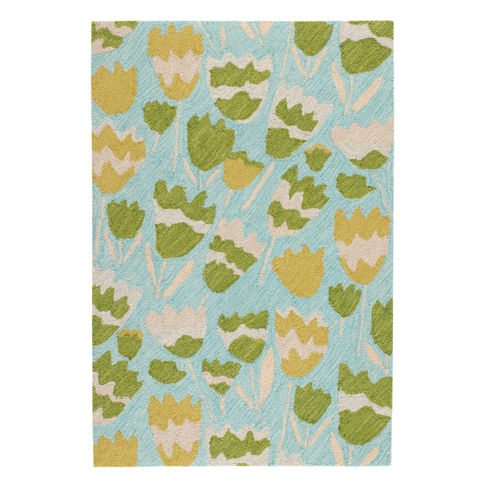 Zelie Hand Micro Hooked Wool Rug | Aqua
