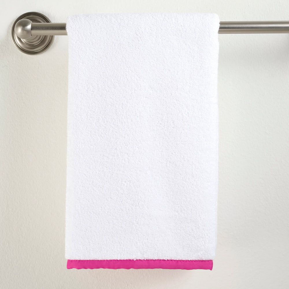 Signature Banded Towel | White/Fuchsia