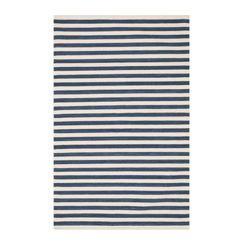 Ladder Stripe Handwoven Wool Rug | Navy/Ivory