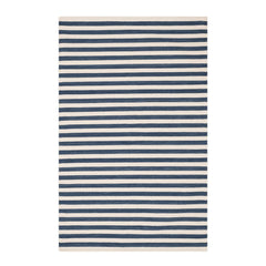 Ladder Stripe Handwoven Wool Rug | Navy/Ivory