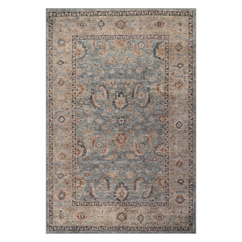 Felisse Traditional Bordered Washable Rug | Blue