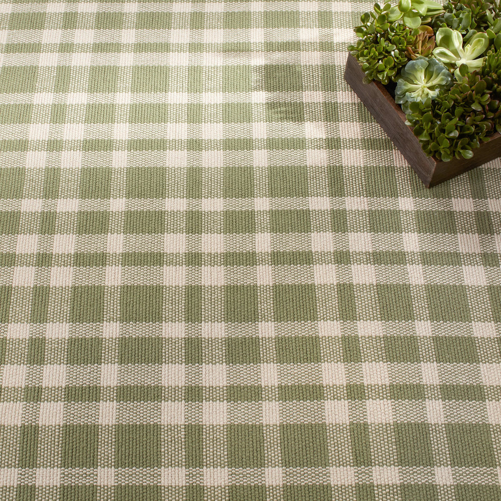 Tattersall Handwoven Cotton Rug | Sage