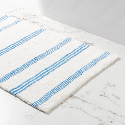 Rowe Stripe Bath Rug | French Blue