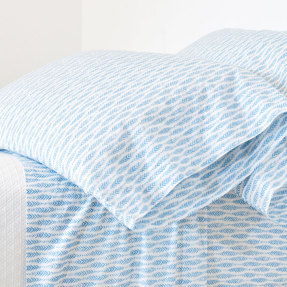 Feather Ogee Pillowcases | French Blue