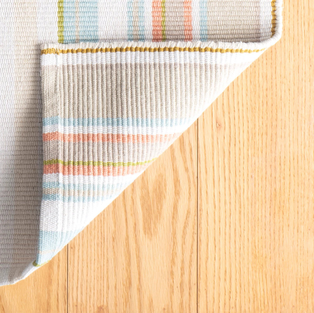 Daphne Stripe Handwoven Cotton Rug | Sky