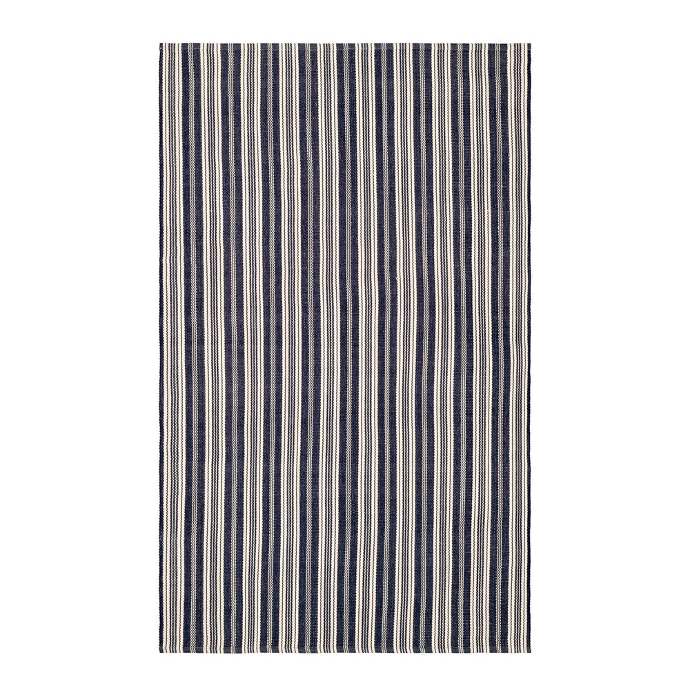 Ticking Stripe Handwoven Indoor/Outdoor Rug | Navy/Ivory