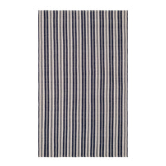 Ticking Stripe Handwoven Indoor/Outdoor Rug | Navy/Ivory