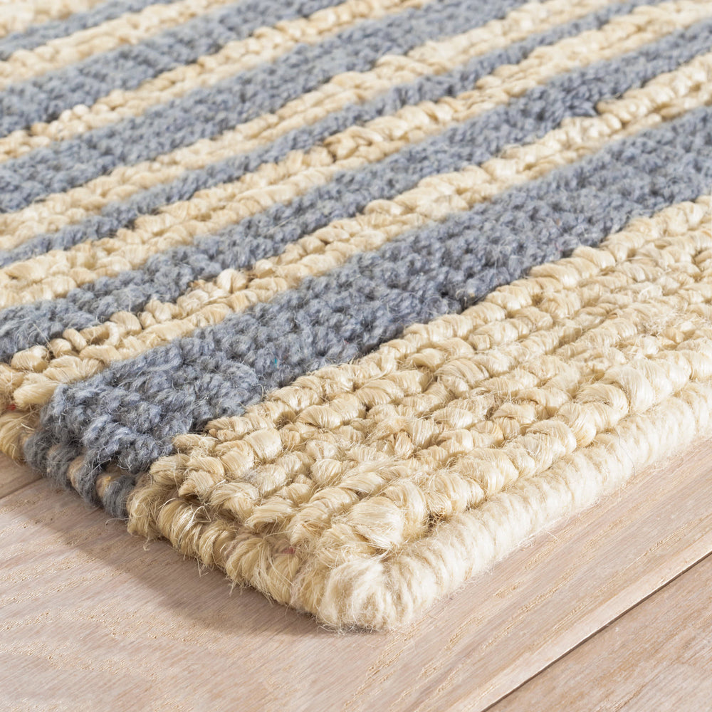 Calder Stripe Handwoven Jute Rug | Pewter Blue