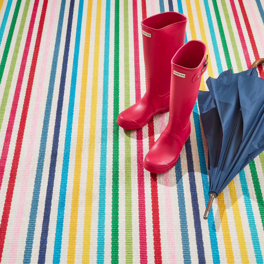 Rainbow Stripe Machine Washable Rug | Multi