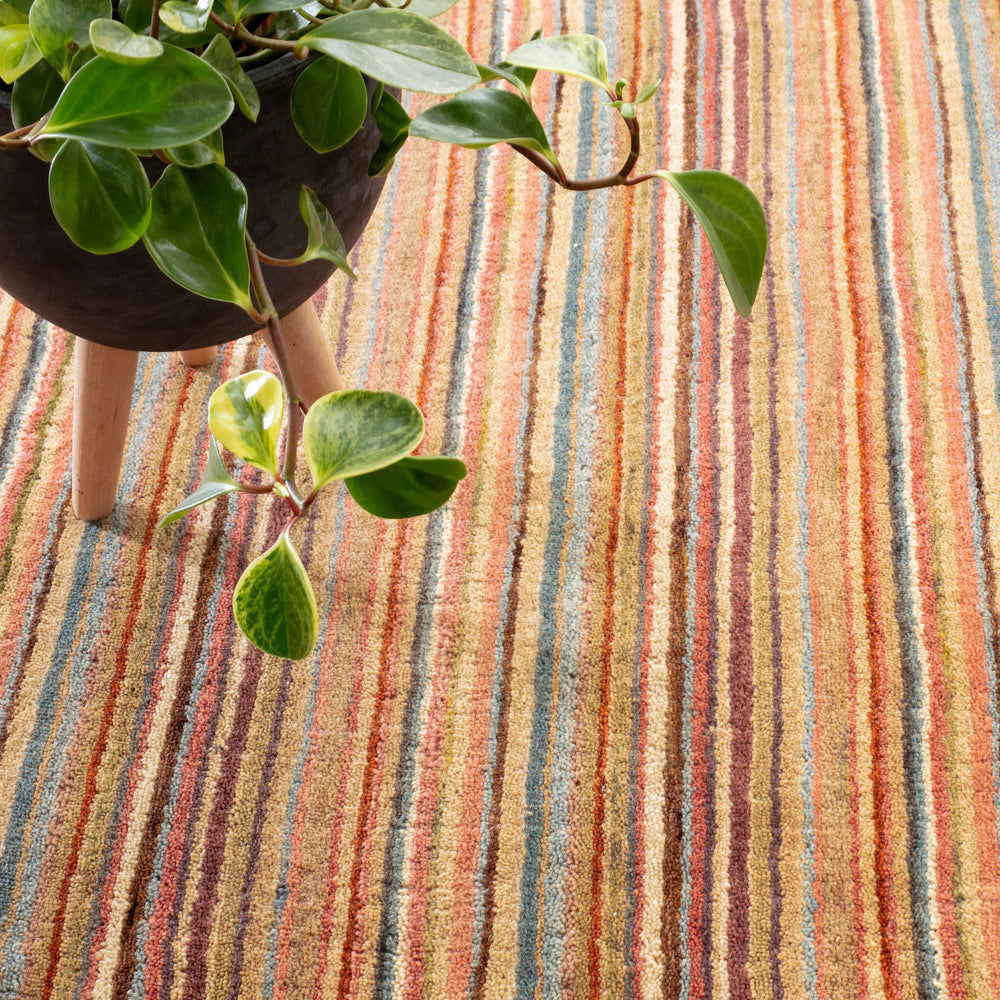 Brindle Stripe Hand Loom Knotted Wool Rug | Spice