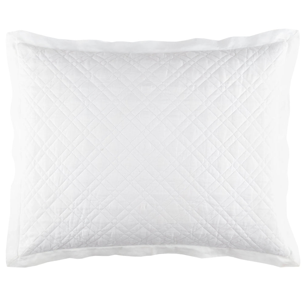Washed Linen Quilted Sham | White