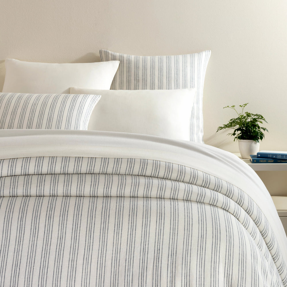Lush Linen Stripe Duvet Cover | Slate Blue