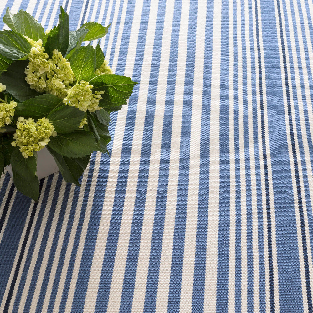Rugby Stripe Handwoven Indoor/Outdoor Rug | Denim