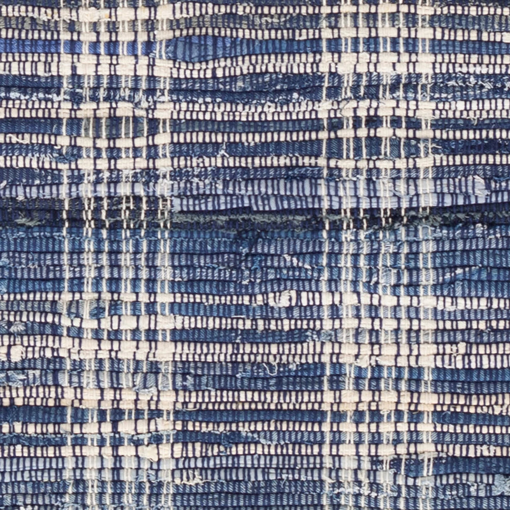 Denim Plaid Handwoven Cotton Rug Swatch | Blue