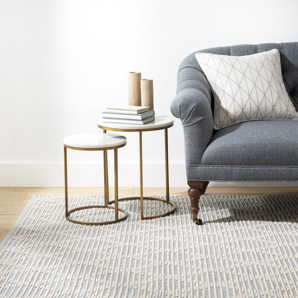 Textured Diamond Handwoven Cotton Rug | Grey/Ivory