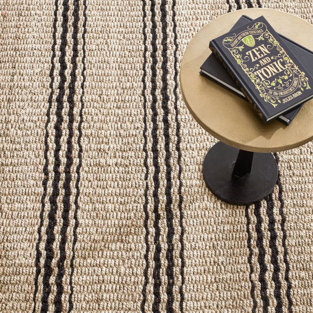 Jute Ticking Handwoven Rug | Black