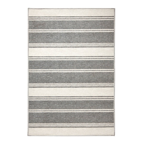 Bowman Stripe Machine Washable Rug | Grey