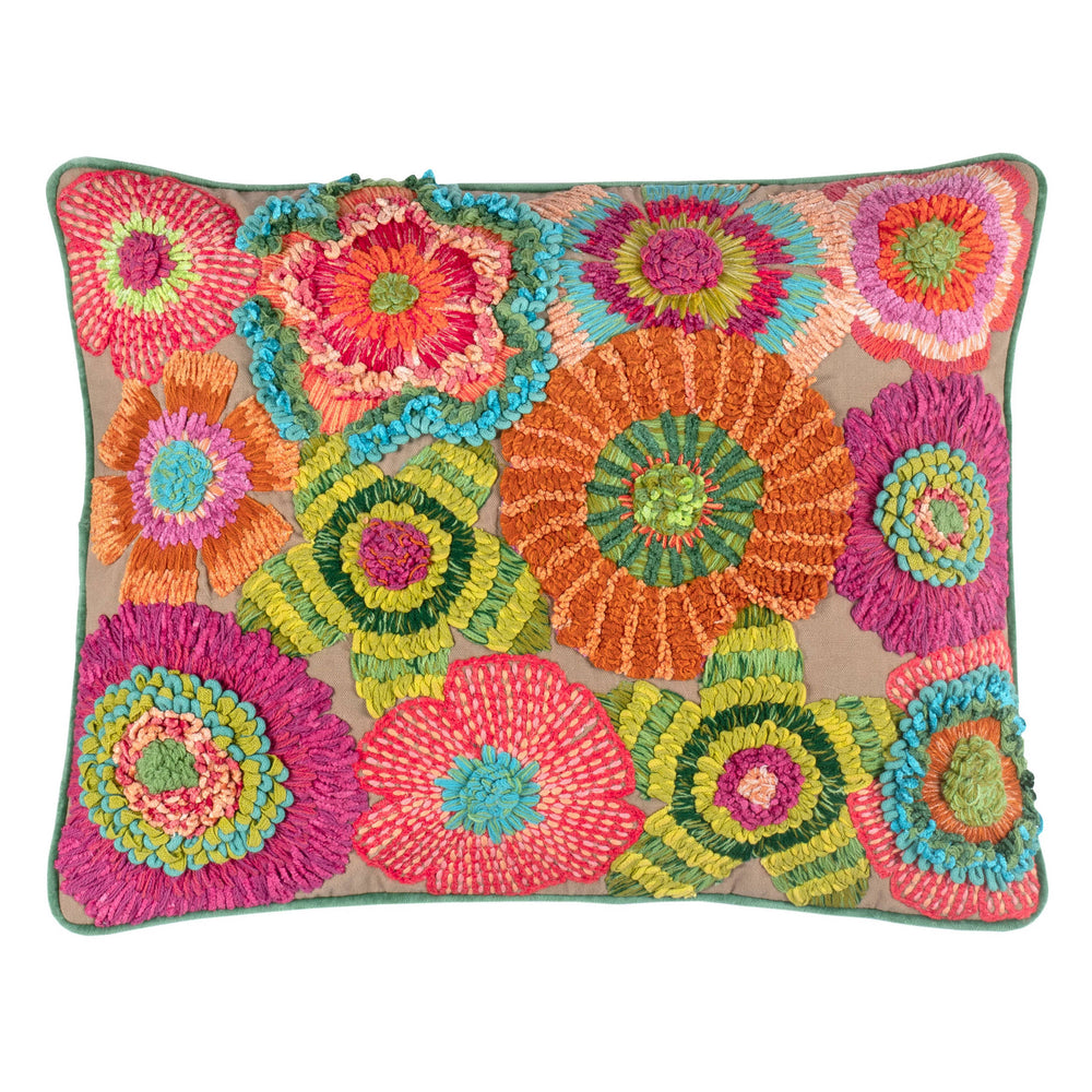 Bramble Embroidered Decorative Pillow Cover | Cerise